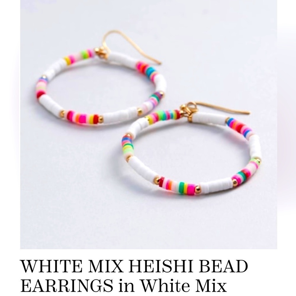 White Mix Heishi Bead Earrings